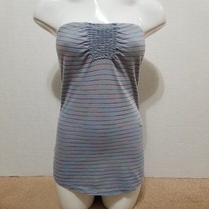 Realitee Threads top Small strapless rainbow striped ruched bust Y2K scene kid